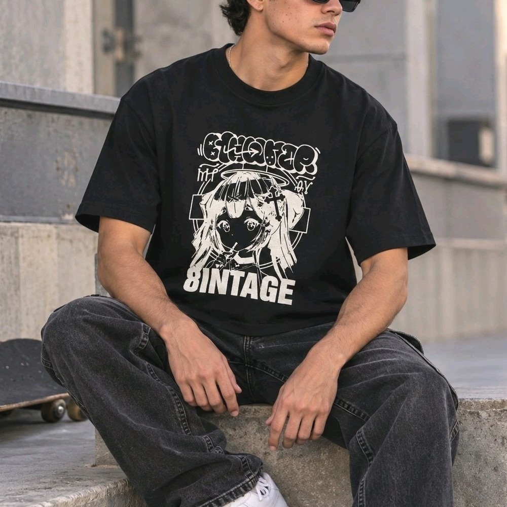 Bambi Graphic T Shirt Black Anime Graffiti 8INTAGE Streetwear Oversized Tee XL